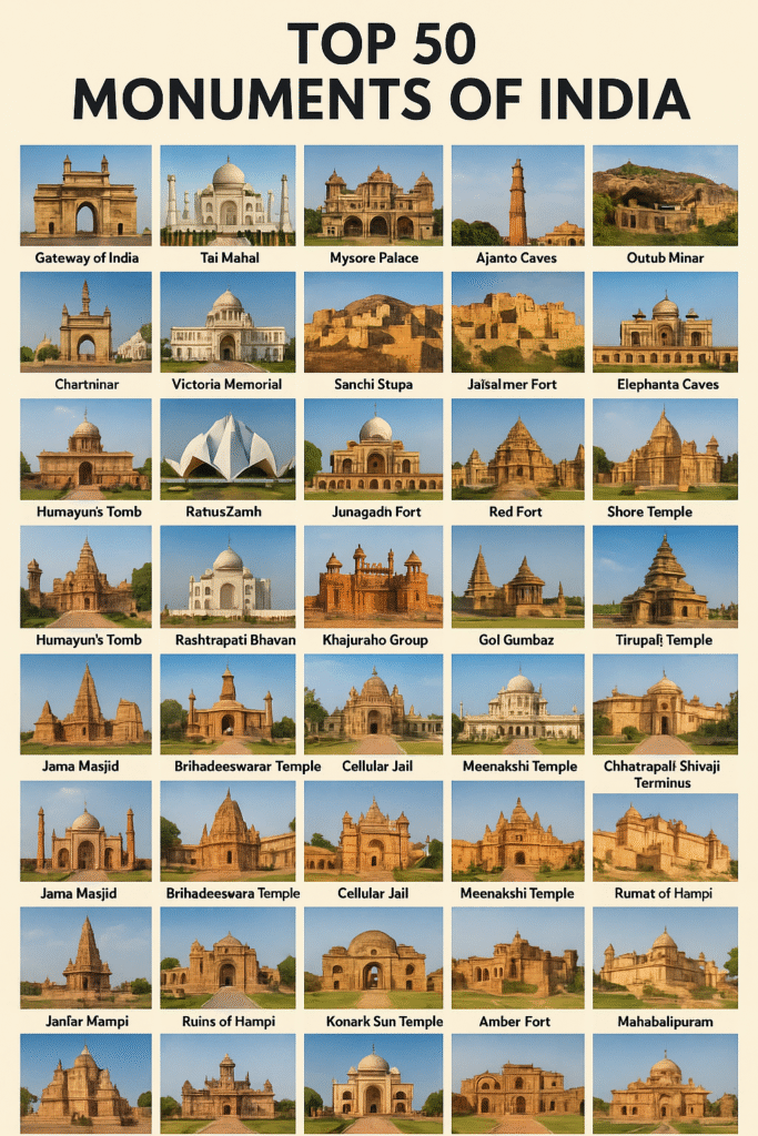 Top 50 Monuments of India