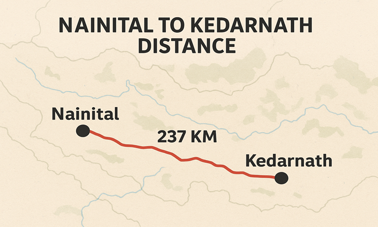Nainital to Kedarnath Distance
