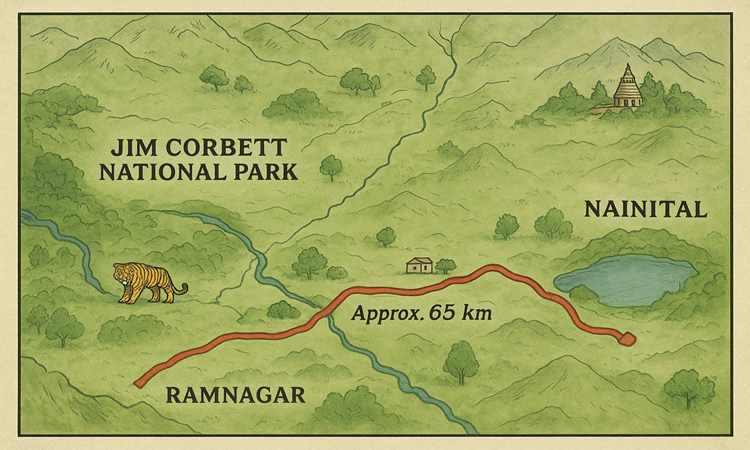 Jim Corbett to Nainital Distance