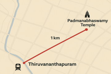 Trivandrum Railway Station to Padmanabhaswamy Temple Distance