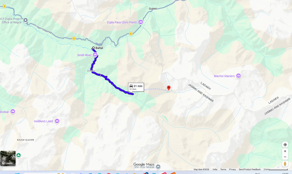 Baltal to Amarnath Distance